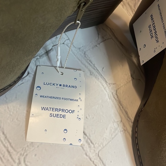 NWT Lucky Brand US 8 1/2 Green Suede YIMINA Ankle Boots Zip Up Booties - Picture 6 of 6